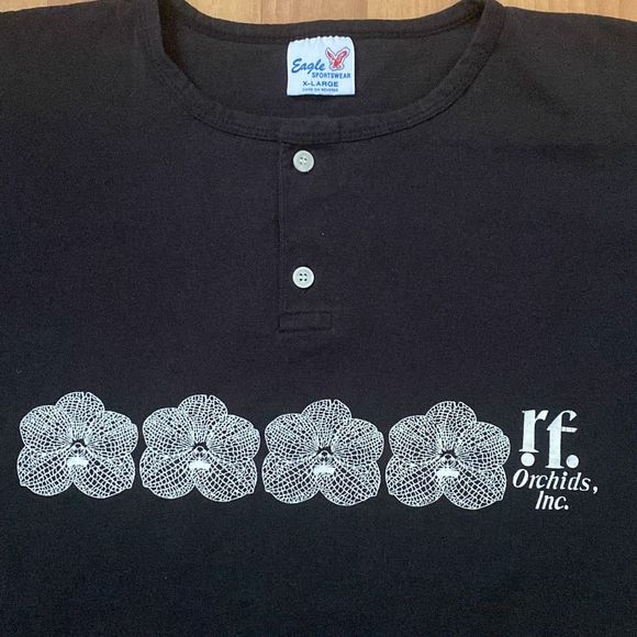 Vintage Eagle Sportswear Black Button T Shirt R.F. Orchid Inc Men XL Made USA - Picture 5 of 8